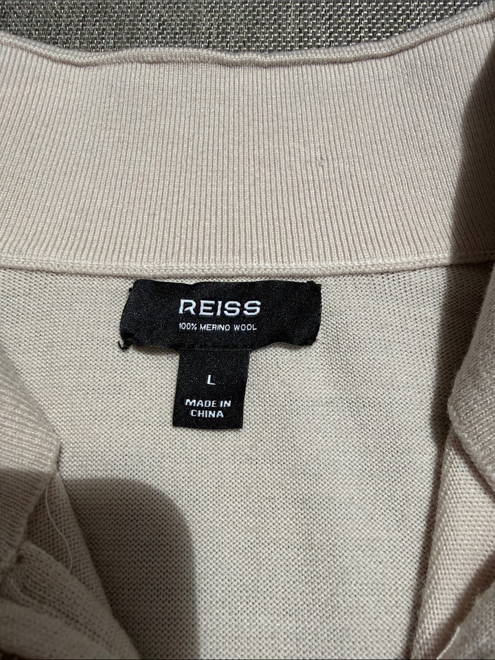 Reiss Men's Zip-Neck Sweater in Beige - Picture 2 of 8